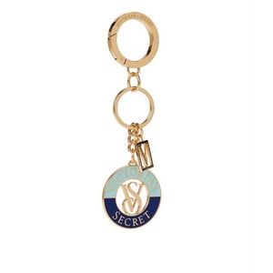 Victoria’s Secret VS Monagram Nautical Keychain Charm Gold Blue Aqua